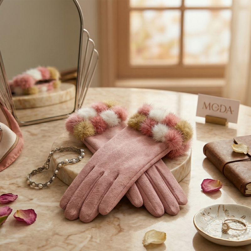 rekawiczki-glam-futro-pik-rek112r RĘKAWICZKI GLAM FUTRO PIK REK112R - obrazek 1