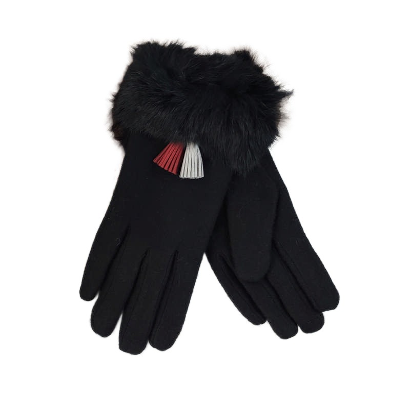 rekawiczki-glam-futro-rek111cz-czarne RĘKAWICZKI GLAM FUTRO REK111CZ czarne - obrazek 1