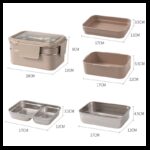 Śniadaniówka LUNCH BOX z widelcem, stal nierdzewna, 2 poziomy, kremowy PJM50K - obrazek 4