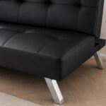 Sofa, kanapa 3 osobowa FLEX z funkcją spania, chromowane nogi, ekoskóra czarna SOF04CZ - obrazek 3
