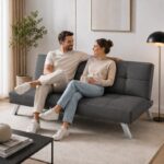 Sofa, kanapa 3 osobowa FLEX z funkcją spania, chromowane nogi, grafit melanż SOF04GRAF - obrazek 2