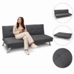 Sofa, kanapa 3 osobowa FLEX z funkcją spania, chromowane nogi, grafit melanż SOF04GRAF