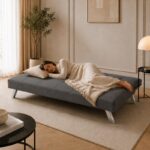 Sofa, kanapa 3 osobowa FLEX z funkcją spania, chromowane nogi, grafit melanż SOF04GRAF - obrazek 5