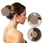 Spinka do włosów duża klamra XL kwiat róża brązowa 9cm SP288BR - obrazek 2