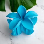 Spinka do włosów klamra XL kwiat OMBRE matowy niebieski 7,5 x 8cm SP401 - obrazek 4
