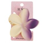 Spinka do włosów klamra XL kwiat OMBRE matowy kremowy z fioletem 7,5 x 8cm SP402 - obrazek 2