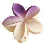 Spinka do włosów klamra XL kwiat OMBRE matowy kremowy z fioletem 7,5 x 8cm SP402 - obrazek 3