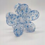 Spinka do włosów klamra XL niebieski kwiat plamki 7,5 x 7cm SP274 - obrazek 2