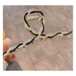 Spinka do włosów klamra XL złota metalowa z czernią i perełkami 11cm SP233 - obrazek 2