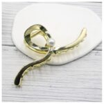 Spinka klamra do włosów XL metalowa złota z perłą 12,5 cm SP377 - obrazek 4