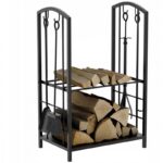 Stojak, Kosz metalowy na drewno kominkowe z akcesoriami 73x40x30cm SND05 - obrazek 2