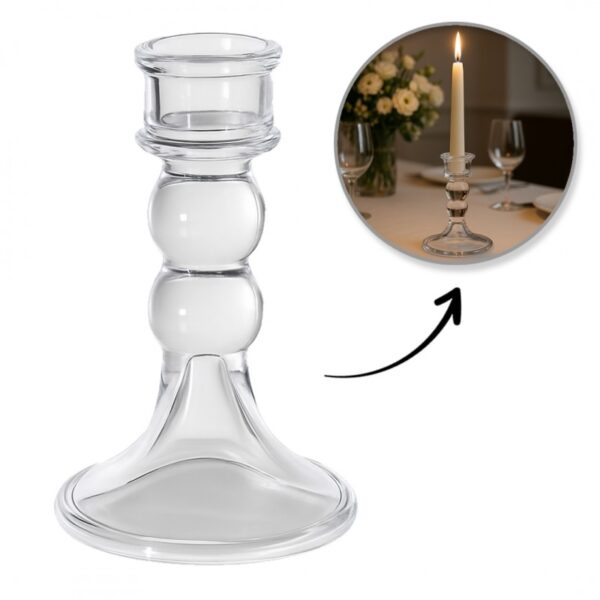 Świecznik dekoracyjny, szklany Glamour 12,5 cm - SW17