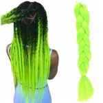 Syntetyczne włosy 120 cm gęste jednokolorowe limonka WLS43 - obrazek 3