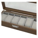 Szkatułka na 6 zegarków, etui, organizer zamykany ze szkłem 31x12x7,5cm PDMDF04 - obrazek 4