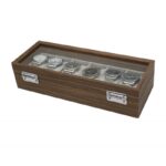 Szkatułka na 6 zegarków, etui, organizer zamykany ze szkłem 31x12x7,5cm PDMDF04 - obrazek 5