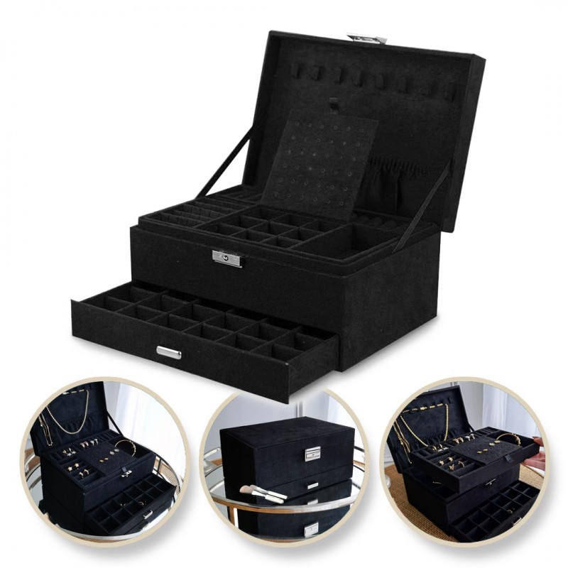 szkatulka-na-bizuterie-kuferek-etui-organizer-czern-pudelko-pd119cz Szkatułka na biżuterię kuferek etui organizer czerń PD119CZ - obrazek 1