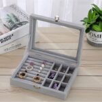 Szkatułka na biżuterię kuferek organizer pudełko PD132SZ - obrazek 4
