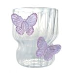 Szklanka ryflowana, z falowanymi ściankami, MOTYLKI fiolet 260 ml 1szt SZK162 - obrazek 2
