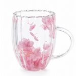 Szklanka termiczna ryflowana z kwiatami w środku, gipsówka róż 300 ml 1szt SZK157 - obrazek 3
