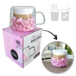 Szklanka termiczna z hortensją w środku jasny róż 180 ml 1szt SZK74