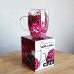 Szklanka termiczna z kwiatami w środku 300ml 1szt, pełna kwiatów burgund, red SZK192 - obrazek 2
