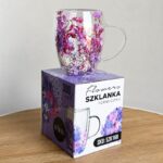 Szklanka termiczna z kwiatami w środku, gipsówka hortensje 300 ml 1szt SZK166 - obrazek 2