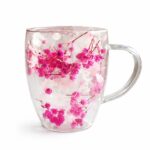 Szklanka termiczna z kwiatami w środku, gipsówka hortensje róż 300 ml 1szt SZK149 - obrazek 2