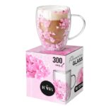 Szklanka termiczna z kwiatami w środku, gipsówka hortensje róż 300 ml 1szt SZK165 - obrazek 3