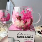 Szklanka termiczna z kwiatami w środku, gipsówka hortensje róż 300 ml 1szt SZK182 - obrazek 3