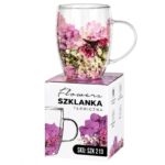 Szklanka termiczna z kwiatami w środku, wrzos, różowa hortensja 300 ml 1szt SZK213 - obrazek 2