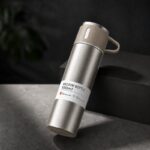TERMOS turystyczny z kubkiem, szczelny, stal nierdzewna beżowy 500ml BD65BEZ - obrazek 2