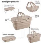 Uniwersalny składany kosz piknikowy 3w1, stolik, pojemnik KP03SZ - obrazek 5