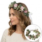 Wianek, opaska do włosów z kwiatów, delikatny wianuszek BOHO W86