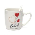 Zestaw 2szt KUBKÓW WALENTYNKOWYCH - LOVE YOU w pudełku z łyżeczkami 300 ml KB24 - obrazek 3