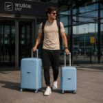 Zestaw 3w1 walizek podróżnych na kółkach, lekkie a wytrzymałe, walizka na szyfr, niebieski WP12N - obrazek 3