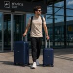 Zestaw 3w1 walizek podróżnych na kółkach, lekkie a wytrzymałe, walizka na szyfr, premium granat WP12G - obrazek 2