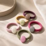 Zestaw 5 kolorowych frotek gumek do włosów z aplikacją, GUM199 - obrazek 2