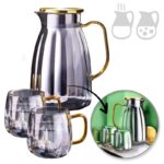 Zestaw- dzbanek 1600ml z falowanymi ściankami z pokrywką + 2 szklanki 350ml- DZ07