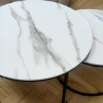 Zestaw okrągłych stolików kawowych 2w1 biały marmur 60 i 80 cm STL14 - obrazek 5
