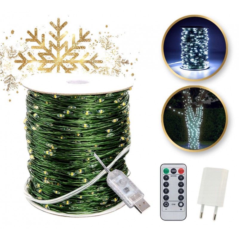 zewnetrzne-wewnetrzne-lampki-choinkowe-drucik-1000-led-100m-zimne-biale-lamp35b Zewnętrzne/ wewnętrzne lampki choinkowe drucik 1000 LED 100m, zimne białe LAMP35B - obrazek 1