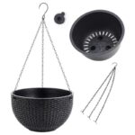 Doniczka wisząca szara duża Rattan Design 26 cm ROS10GRAF - obrazek 2