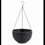 Doniczka wisząca szara duża Rattan Design 26 cm ROS10GRAF - obrazek 3