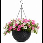 Doniczka wisząca szara duża Rattan Design 26 cm ROS10GRAF - obrazek 4