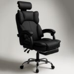Fotel biurowy obrotowy Directo z podnóżkiem - czarny ecoskóra KO49CZ - obrazek 2