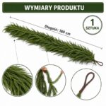 Girlanda świąteczna 180 cm, długa zielona sztuczna choina jak żywa WSN32 - obrazek 5