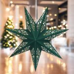 GWIAZDA PAPIEROWA ŚWIĄTECZNA AŻUROWA welurowa zielona 35 cm WITRAŻ 3D WG05 - obrazek 2