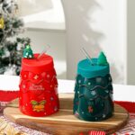KUBEK ŚWIĄTECZNY - zestaw z silikonową pokrywką i rurką 400ml, czerwony KB06CZE - obrazek 4