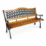 Ławka ogrodowa z oparciem, parkowa, metalowa z PCV, drewniana 125x52x74CM LAW03 - obrazek 4