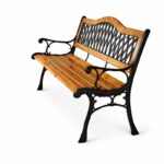 Ławka ogrodowa z oparciem, parkowa, metalowa z PCV, drewniana 125x52x74CM LAW03 - obrazek 5
