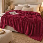 Mięciutki koc pluszowy z tłoczeniem 3D WARKOCZ 180x200 cm bordowy KOC25BOR - obrazek 2